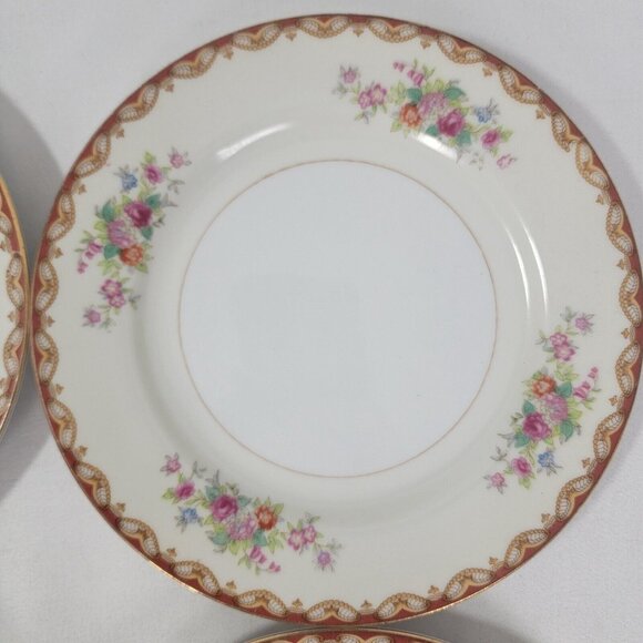 Lot of 6 Vintage SALAD Plate DIAMOND CHINA Made in Japan 7.25" Roslyn Floral HTF - Picture 2 of 6